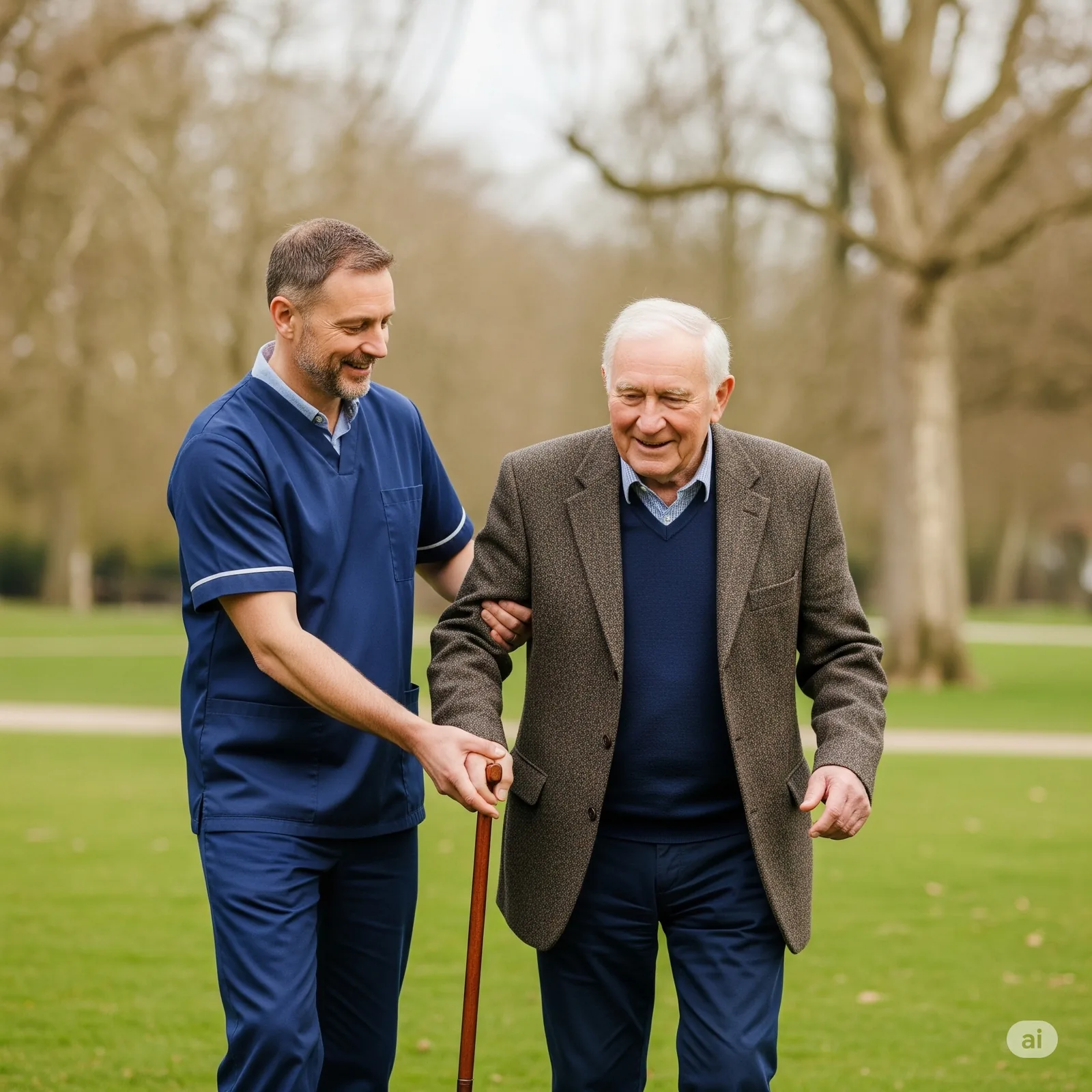 Betreuungskraft und Seniorin im Wohnzimmer in Berlin