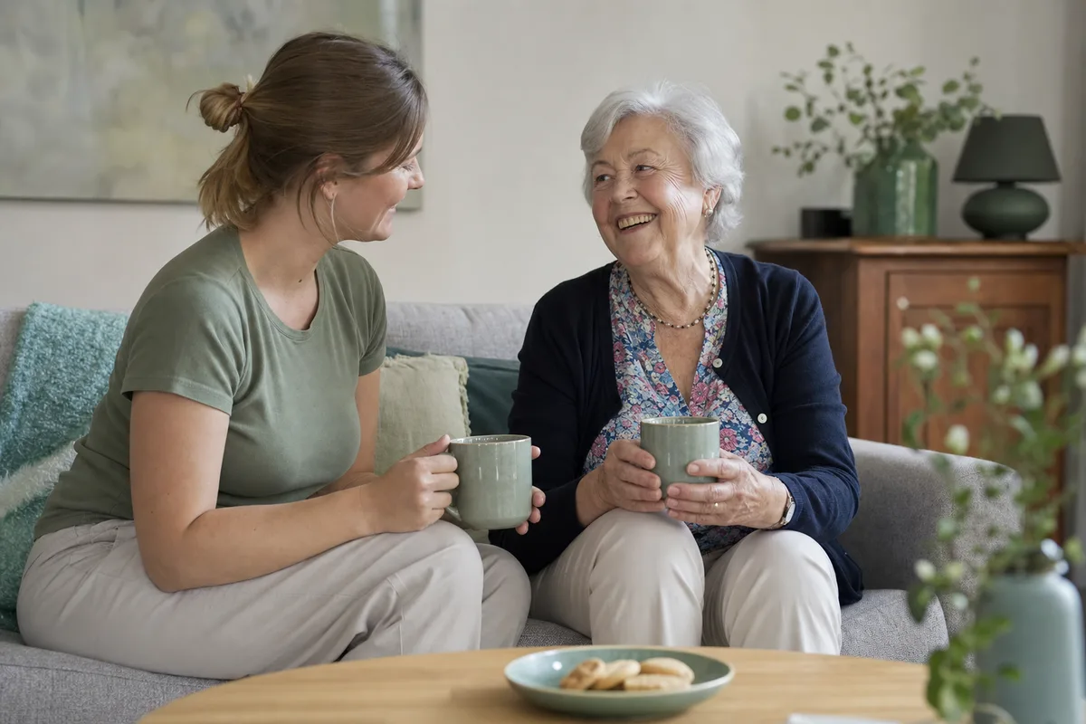 24-Stunden-Betreuung in Berlin, Betreuungskraft und Seniorin zu Hause